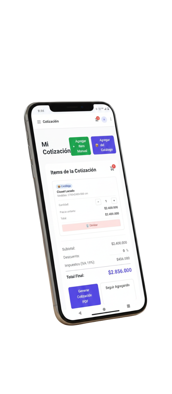 Mockup de Mueblería Cotizador